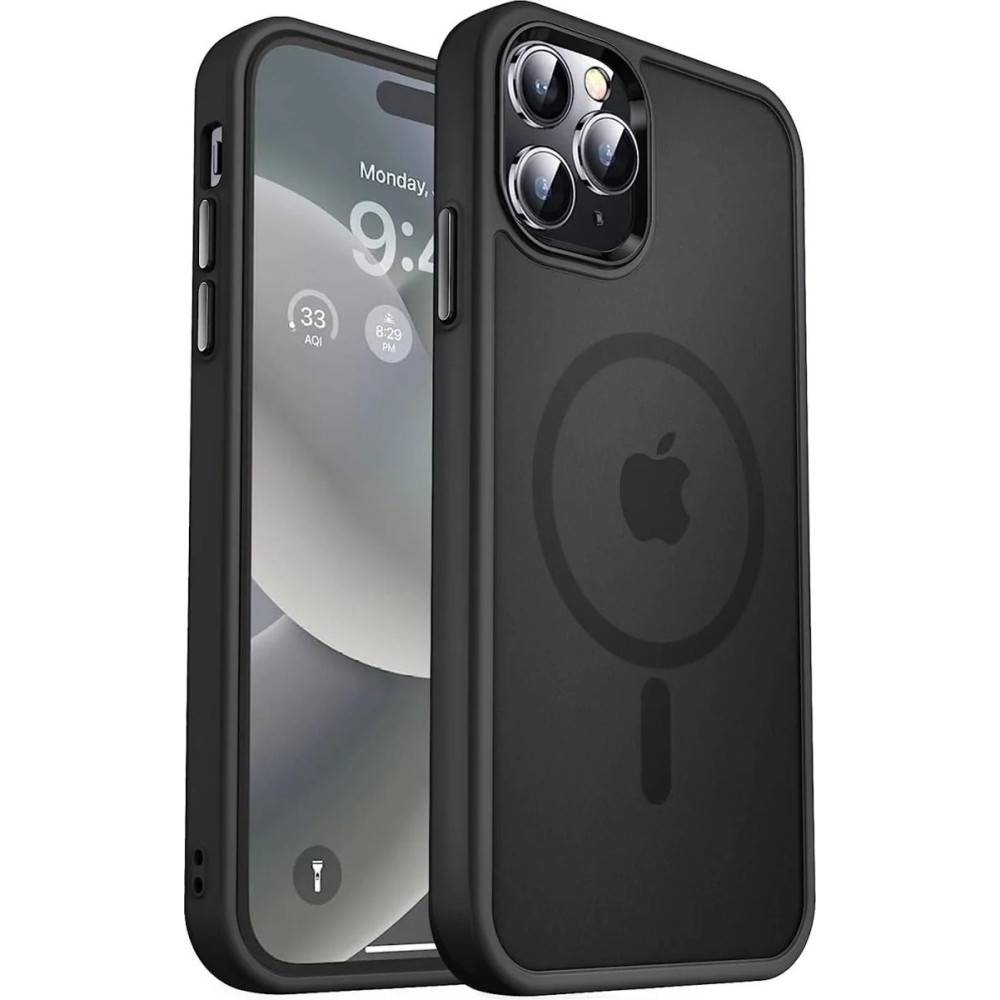 HappyCase Ημιδιάφανη Σκληρή Θήκη MagSafe - Apple iPhone 15 Pro Max - Matte Black (8719246412424)