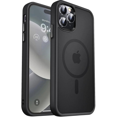 HappyCase Ημιδιάφανη Σκληρή Θήκη MagSafe - Apple iPhone 15 Pro Max - Matte Black (8719246412424)