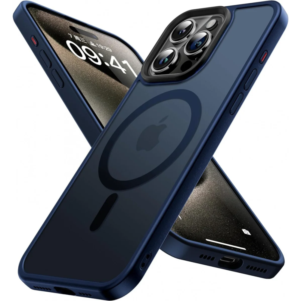 HappyCase Ημιδιάφανη Σκληρή Θήκη MagSafe - Apple iPhone 15 Pro - Matte Dark Blue (8719246412400)