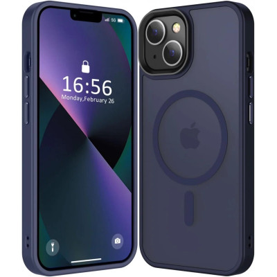 HappyCase Ημιδιάφανη Σκληρή Θήκη MagSafe - Apple iPhone 15 Plus - Matte Dark Blue (8719246412363)