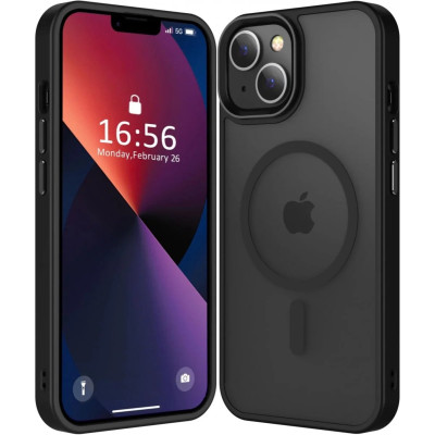 HappyCase Ημιδιάφανη Σκληρή Θήκη MagSafe - Apple iPhone 15 - Matte Black (8719246412301)