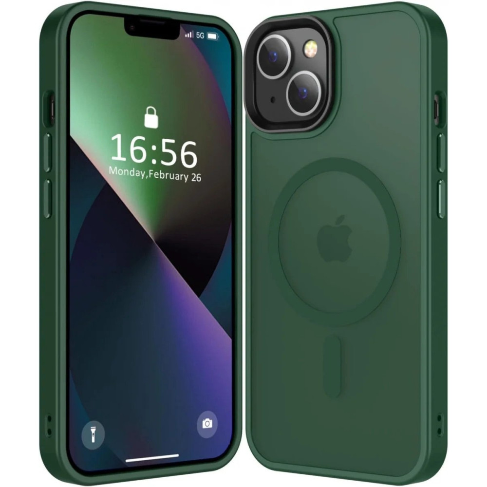 HappyCase Ημιδιάφανη Σκληρή Θήκη MagSafe - Apple iPhone 15 - Matte Midnight Green (8719246412332)