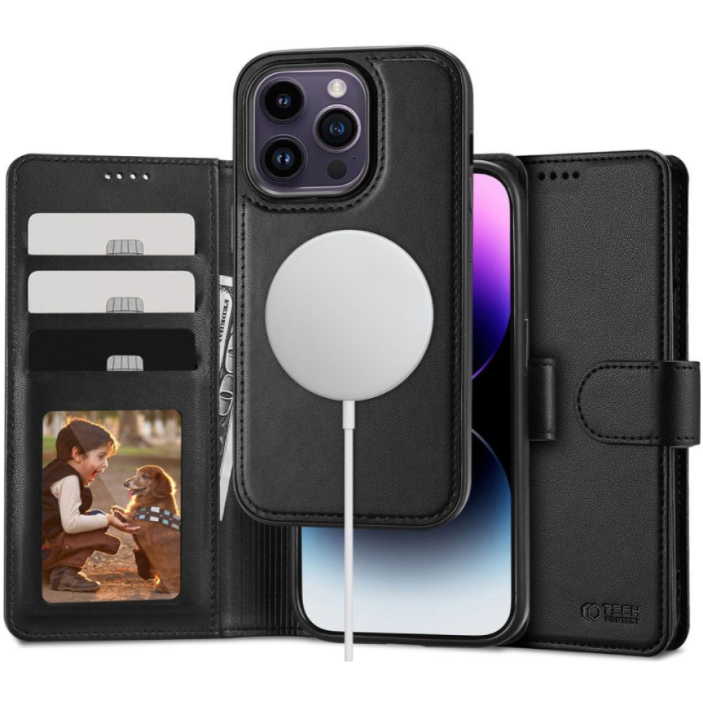 Tech-Protect Wallet MagSafe - 2 σε 1 Πορτοφόλι με Αποσπώμενη Θήκη MagSafe - Apple iPhone 15 Pro Max - Black (9319456603989)