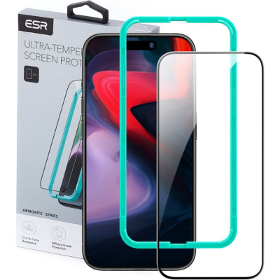 ESR Armorite Tempered Glass - FullFace Αντιχαρακτικό Γυαλί Προστασίας Οθόνης - Apple iPhone 15 Pro - Black (4894240174449)