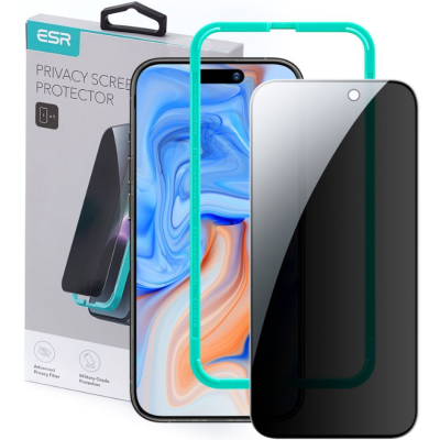 ESR Privacy Tempered Glass - FullFace Αντιχαρακτικό Γυαλί Προστασίας Απορρήτου Οθόνης - Apple iPhone 15 - Black (4894240174401)