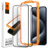 Spigen GLAS.tR ALIGNmaster - Αντιχαρακτικό Fullface Γυάλινο Tempered Glass Apple iPhone 15 Pro - 2 Τεμάχια - Black (AGL06895)