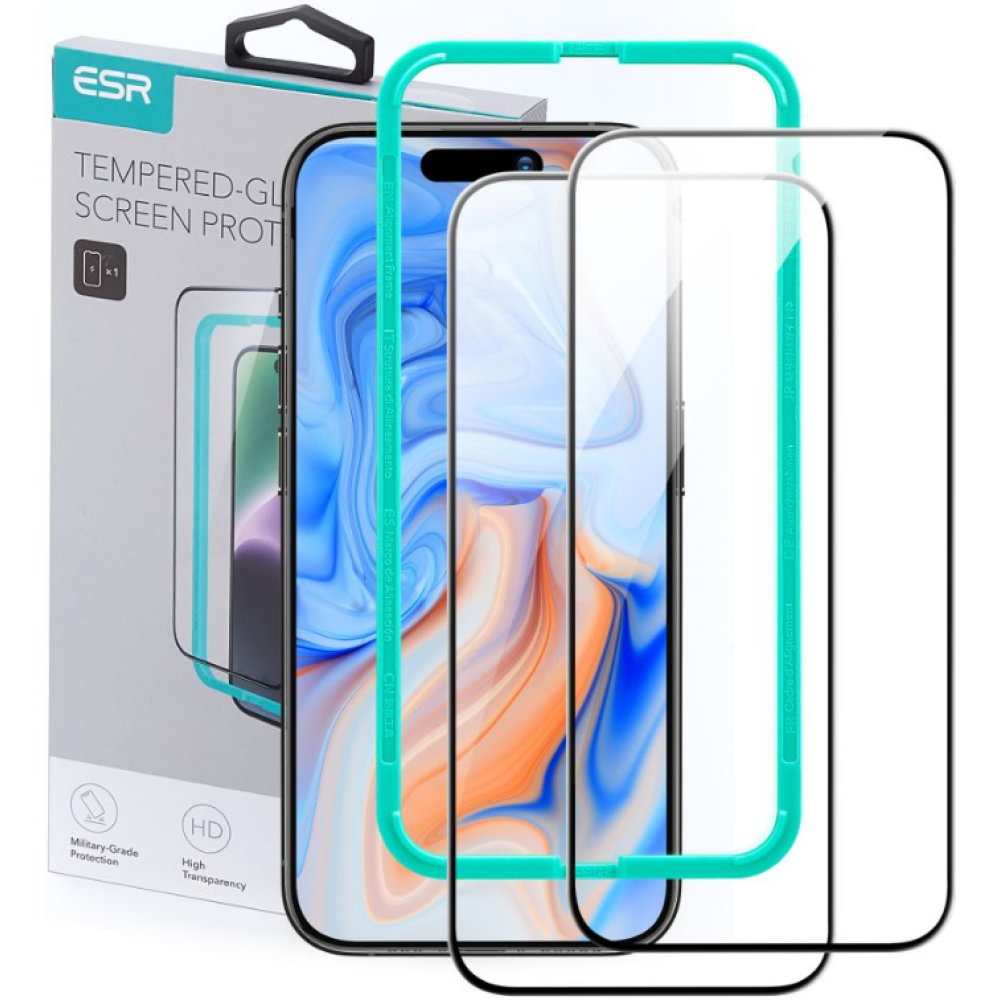 ESR Tempered Glass - FullFace Αντιχαρακτικό Γυαλί Προστασίας Οθόνης - Apple iPhone 15 Plus - Black - 2 Τεμάχια (4894240174289)