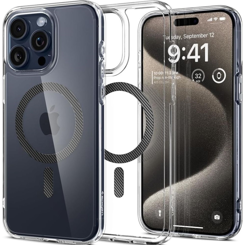 Θήκη Apple iPhone 15 Pro Max - Spigen Ultra Hybrid MagFit με MagSafe - Carbon Fiber (ACS06578)