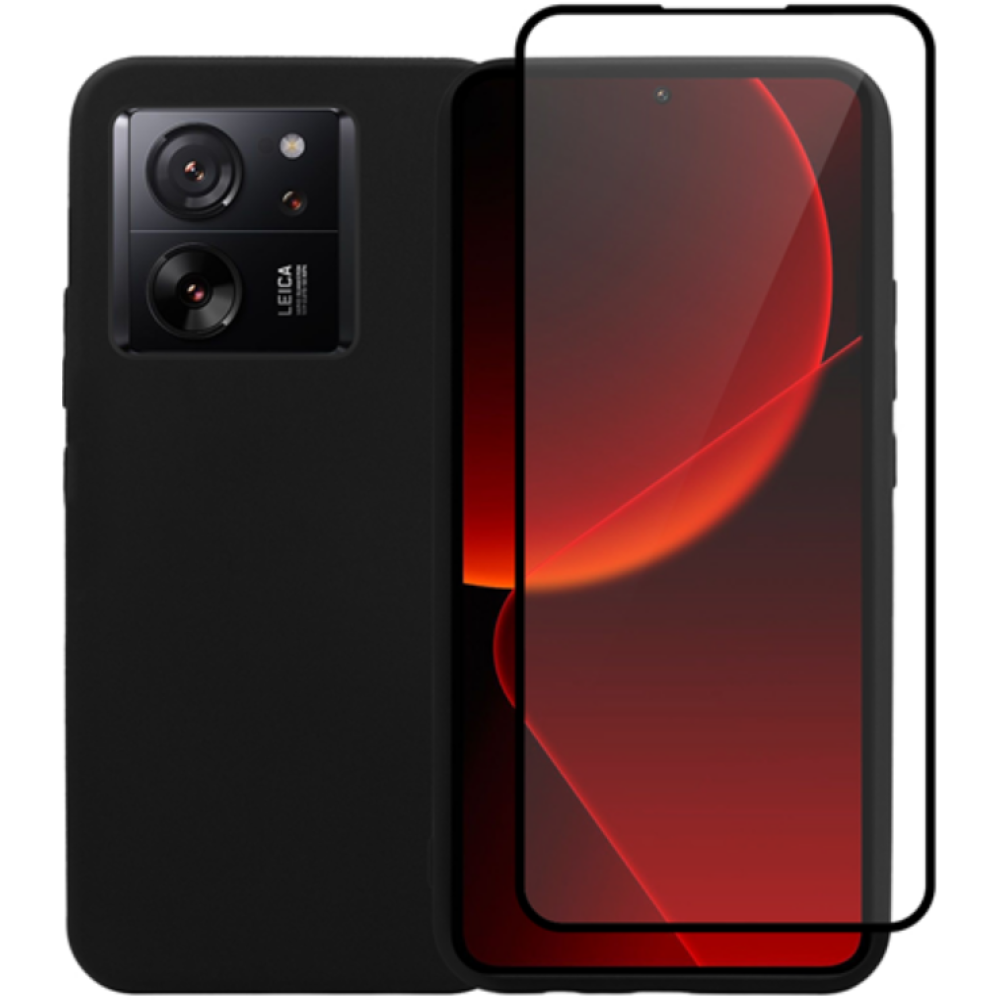 Vivid Σετ Θήκη Σιλικόνης & Full Face Tempered Glass - Xiaomi 13T / 13T Pro - Black (VIMAT323GLASSBK)
