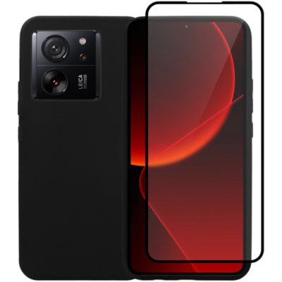 Vivid Σετ Θήκη Σιλικόνης & Full Face Tempered Glass - Xiaomi 13T / 13T Pro - Black (VIMAT323GLASSBK)