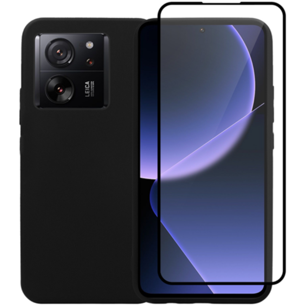 Vivid Σετ Θήκη Σιλικόνης & Full Face Tempered Glass - Xiaomi 13T / 13T Pro - Black (VIMAT324GLASSBK)
