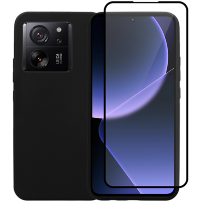 Vivid Σετ Θήκη Σιλικόνης & Full Face Tempered Glass - Xiaomi 13T / 13T Pro - Black (VIMAT324GLASSBK)