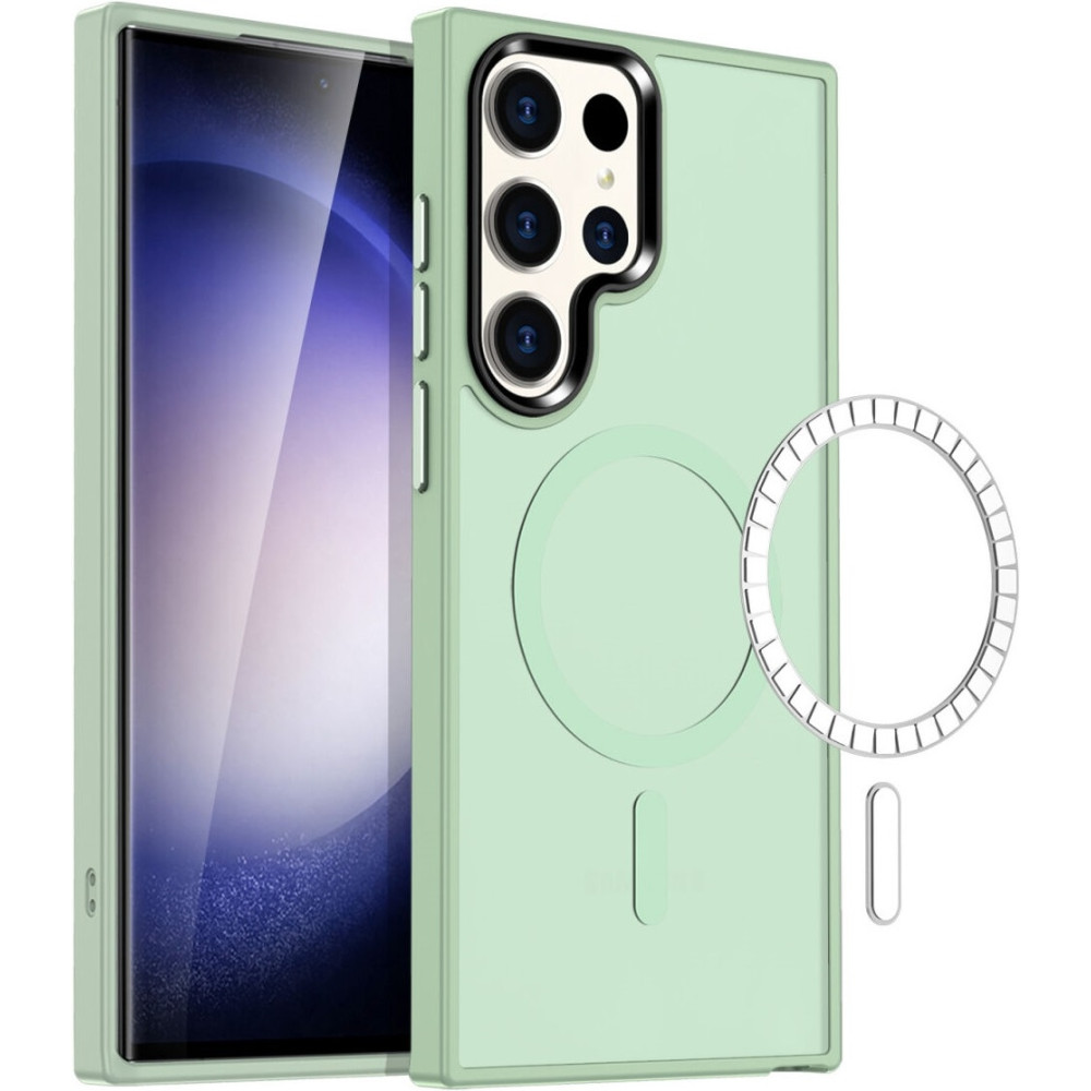 HappyCase Ημιδιάφανη Σκληρή Θήκη MagSafe - Samsung Galaxy S23 Ultra - Matte Green (8719246412813)