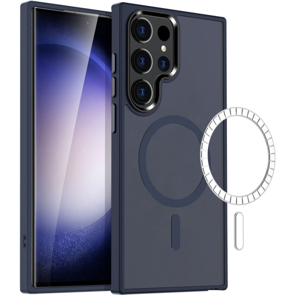 HappyCase Ημιδιάφανη Σκληρή Θήκη MagSafe - Samsung Galaxy S23 Ultra - Matte Dark Blue (8719246412806)