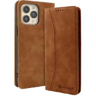 Θήκη Apple iPhone 15 Pro Max - Bodycell Book Case Πορτοφόλι - Brown (5206015046797)