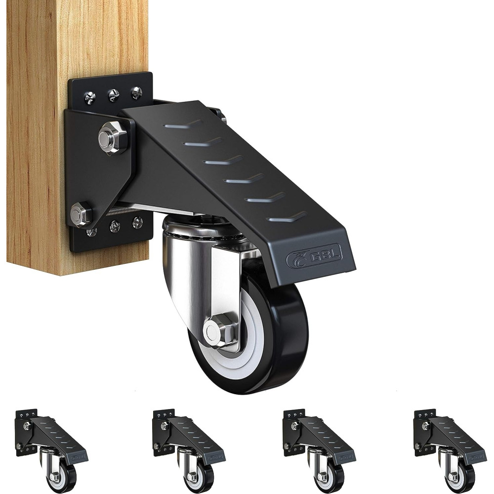 GBL Workbench Castors - Περιστρεφόμενα Ροδάκια Βαρέως Τύπου με Πεντάλ Ανύψωσης για Πάγκους Εργασίας - 225 Kg Φορτίο - 4 Τεμάχια - Black (5060452912998)