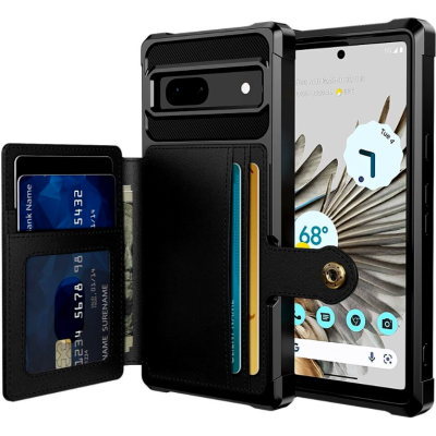 HappyCase 3 σε 1 - Θήκη Σιλικόνης με Ενσωματωμένο PU Πορτοφόλι - Google Pixel 7a - Black (8719246391507)