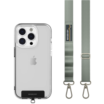 SwitchEasy MagEasy Sling Strap & Strap Card 20mm - Αποσπώμενο Λουράκι Λαιμού για Θήκες Κινητών iPhone - Misty Blue (MPHIPH143ML23)