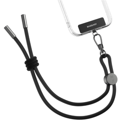 SwitchEasy MagEasy Wrist Strap & Strap Card 6.0mm - Αποσπώμενο Λουράκι Χειρός για Θήκες Κινητών iPhone - Black (MPHIPH158BK23)