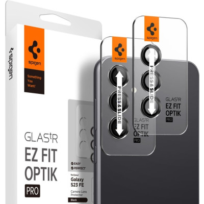 Spigen GLAS.tR EZ Fit OPTIK Pro Camera Lens Protector - Αντιχαρακτικό Προστατευτικό Γυαλί για Φακό Κάμερας Samsung Galaxy S23 FE - 2 Τεμάχια - Black (AGL06987)