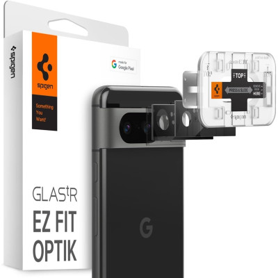 Spigen GLAS.tR EZ Fit OPTIK Lens Protector - Αντιχαρακτικό Προστατευτικό Γυαλί για Φακό Κάμερας Google Pixel 8 - 2 Τεμάχια - Black (AGL06352)