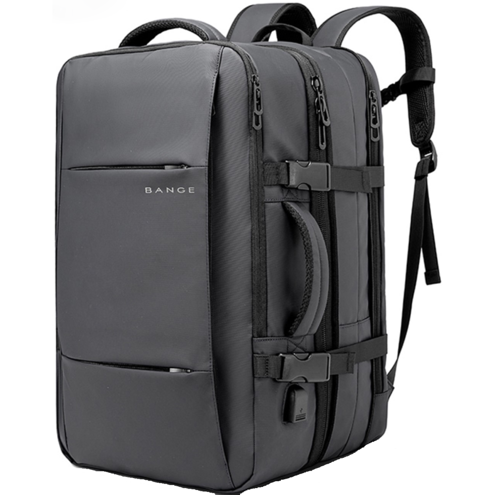 Bange 1908 Business Travel Backpack - Ανθεκτικό Επεκτάσιμο Σακίδιο / Τσάντα Πλάτης & Μεταφοράς Laptop έως 17.3" - 26L έως 45L - Grey