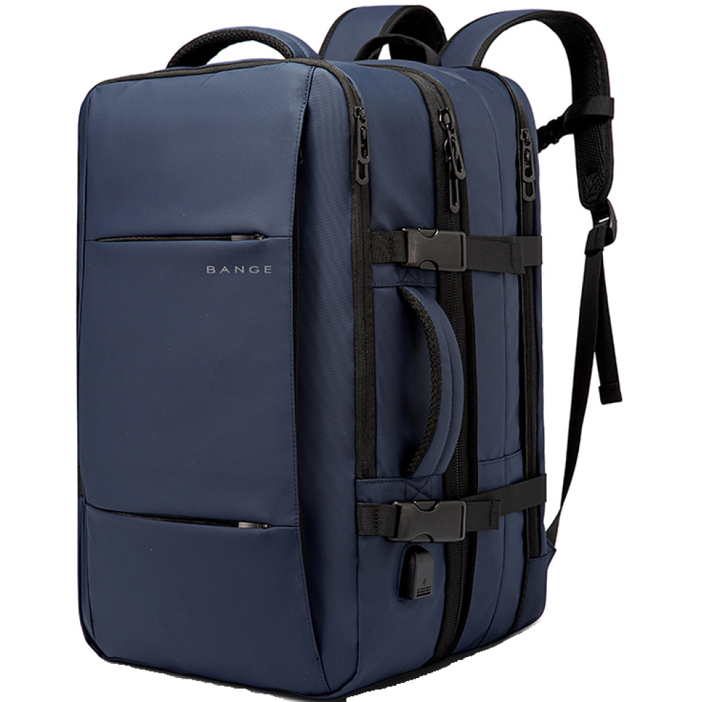 Bange 1908 Business Travel Backpack - Ανθεκτικό Επεκτάσιμο Σακίδιο / Τσάντα Πλάτης & Μεταφοράς Laptop έως 17.3" - 26L έως 45L - Blue
