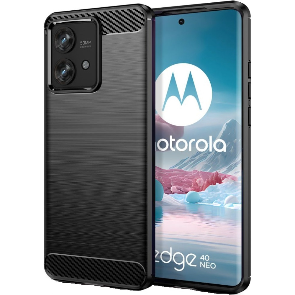 Tech-Protect Θήκη Σιλικόνης Carbon - Motorola Edge 40 Neo - Black (9319456606669)