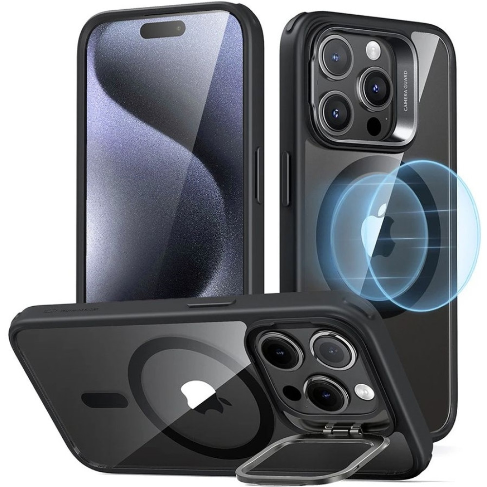 ESR Classic Kickstand Hybrid HaloLock - Διάφανη Ανθεκτική MagSafe Θήκη Apple iPhone 15 Pro - Clear / Black (4894240176542)