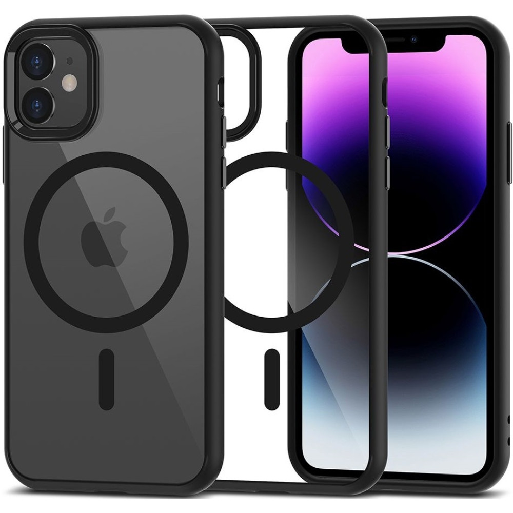 Tech-Protect MagMat - Σκληρή Διάφανη Θήκη MagSafe Apple iPhone 11 - Black / Clear (9319456605914)