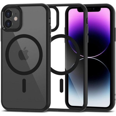 Tech-Protect MagMat - Σκληρή Διάφανη Θήκη MagSafe Apple iPhone 11 - Black / Clear (9319456605914)