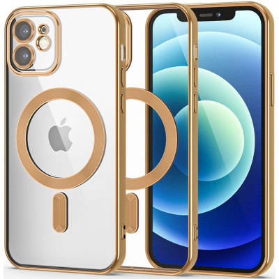 Tech-Protect MagShine - Διάφανη Θήκη Σιλικόνης MagSafe με Πλαίσιο Κάμερας - Apple iPhone 11 - Gold (9319456605754)