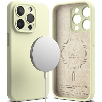 Ringke Silicone Magnetic - Ανθεκτική MagSafe Θήκη Σιλικόνης - Apple iPhone 15 Pro Max - Sunny Lime (8809919307109)