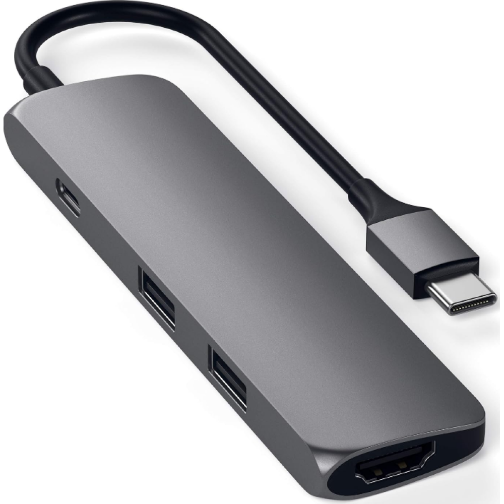 Satechi Type-C Slim Multi-Port Adapter 4K - Αντάπτορας με 2 x USB-A 3.0 / 1 x Type-C PD 60W / 1 x HDMI 4K 60HZ - Space Gray (ST-CMAM)