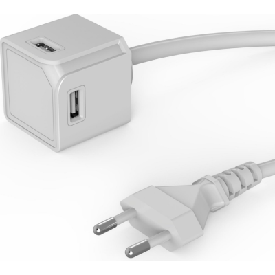 Allocacoc USBcube Extended - Φορτιστής Τοίχου / Αντάπτορας με 4 x USB-A & Ενσωματωμένο Καλώδιο 150cm - 3A - White (10464WT/EUEUMC)