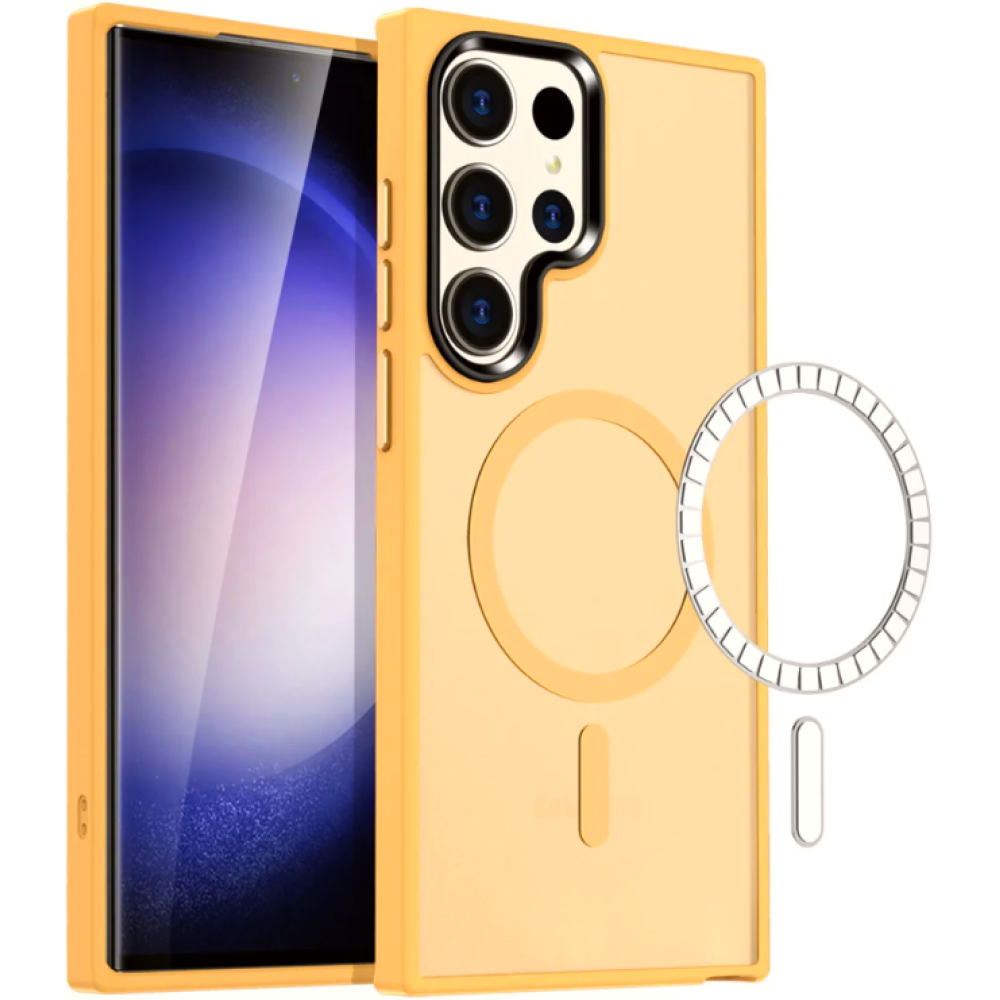 HappyCase Ημιδιάφανη Σκληρή Θήκη MagSafe - Samsung Galaxy S23 Ultra - Matte Orange (8719246422683)