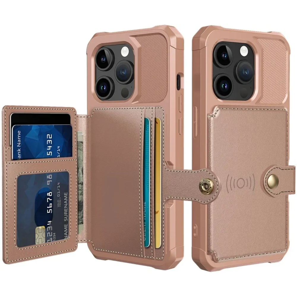 HappyCase 3 σε 1 - Θήκη Σιλικόνης με Ενσωματωμένο PU Πορτοφόλι - Apple iPhone 15 Pro - Pink (8719246421013)