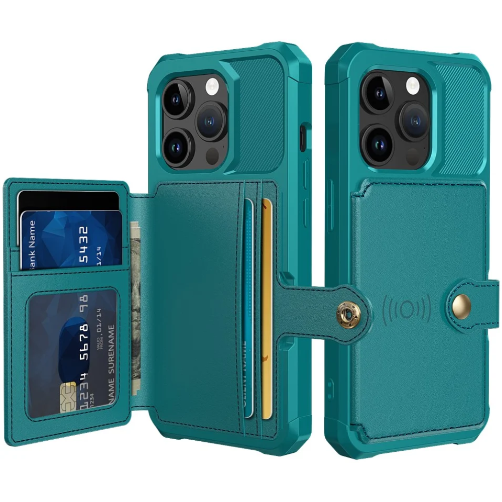 HappyCase 3 σε 1 - Θήκη Σιλικόνης με Ενσωματωμένο PU Πορτοφόλι - Apple iPhone 15 Pro Max - Blue (8719246421228)