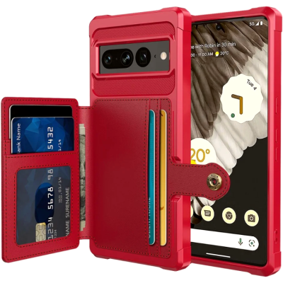 HappyCase 3 σε 1 - Θήκη Σιλικόνης με Ενσωματωμένο PU Πορτοφόλι - Google Pixel 7 Pro - Red (8719246420641)