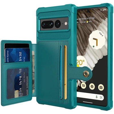 HappyCase 3 σε 1 - Θήκη Σιλικόνης με Ενσωματωμένο PU Πορτοφόλι - Google Pixel 7 Pro - Green / Blue (8719246421242)