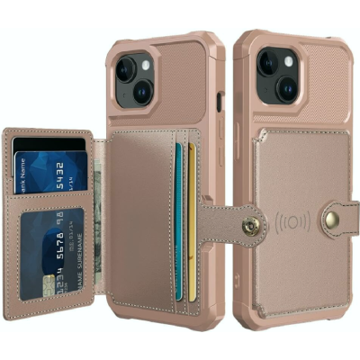 HappyCase 3 σε 1 - Θήκη Σιλικόνης με Ενσωματωμένο PU Πορτοφόλι - Apple iPhone 15 Plus - Pink (8719246421006)