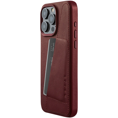 MUJJO Full Leather Wallet Case - Δερμάτινη Θήκη-Πορτοφόλι MagSafe - Apple iPhone 15 Pro Max - Burgundy (MUJJO-CL-042-BN)