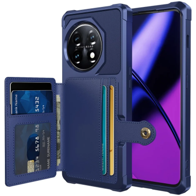 HappyCase 3 σε 1 - Θήκη Σιλικόνης με Ενσωματωμένο PU Πορτοφόλι - OnePlus 11 - Dark Blue (8719246421488)