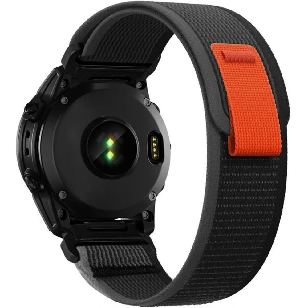 Tech-Protect Nylon Λουράκι - Garmin Fenix 5/6/6 Pro/7/8/E (47mm) - Black / Orange (9319456606751)
