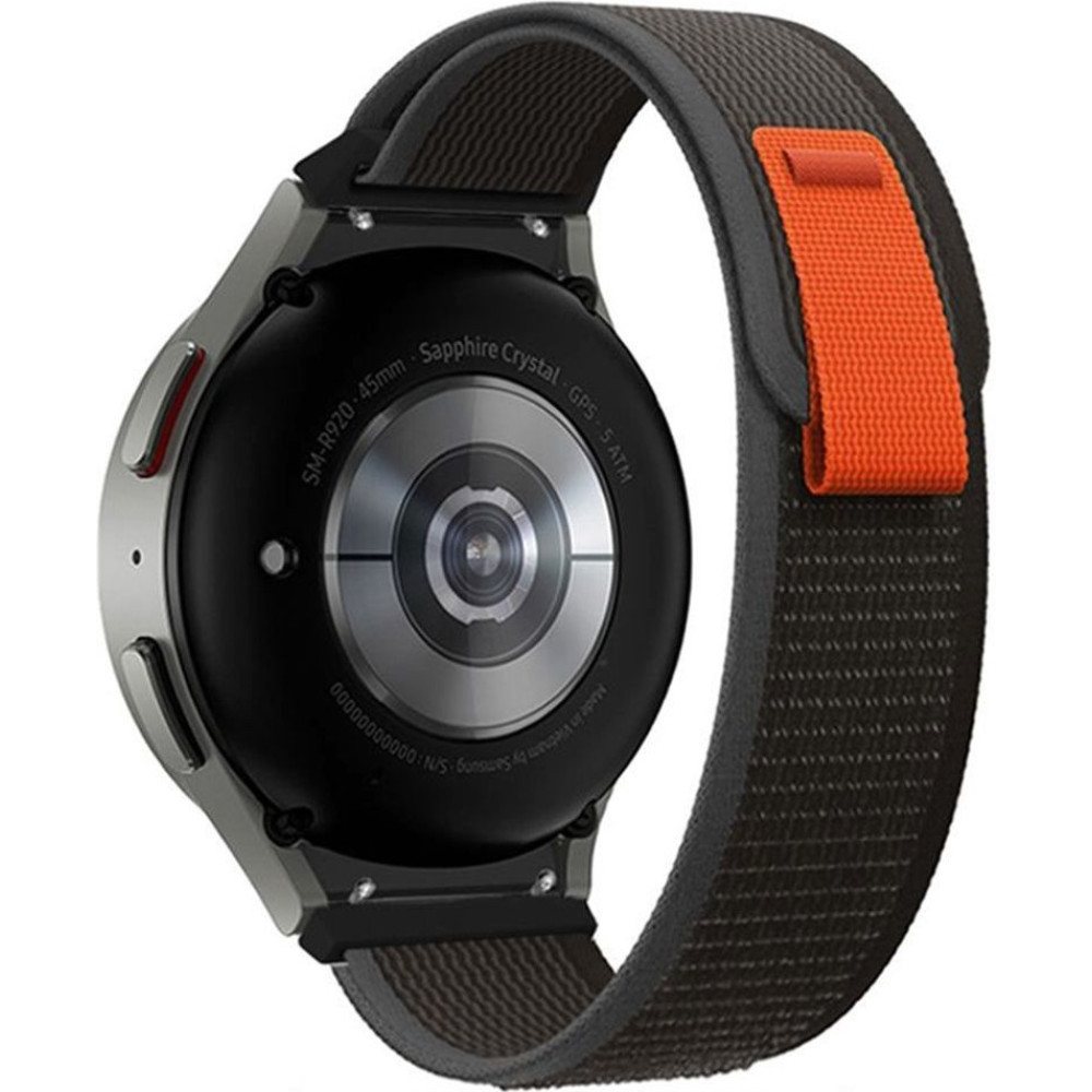 Tech-Protect Nylon Λουράκι - Samsung Galaxy Watch FE / 7 / 6 / 5 / 5 Pro / Watch 4 / Classic 4 (47/46/45/44/43/42/40mm) - Black / Orange (9319456607512)
