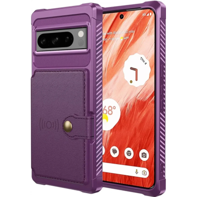 HappyCase 3 σε 1 - Θήκη Σιλικόνης με Ενσωματωμένο PU Πορτοφόλι - Google Pixel 8 Pro - Purple (8719246420870)