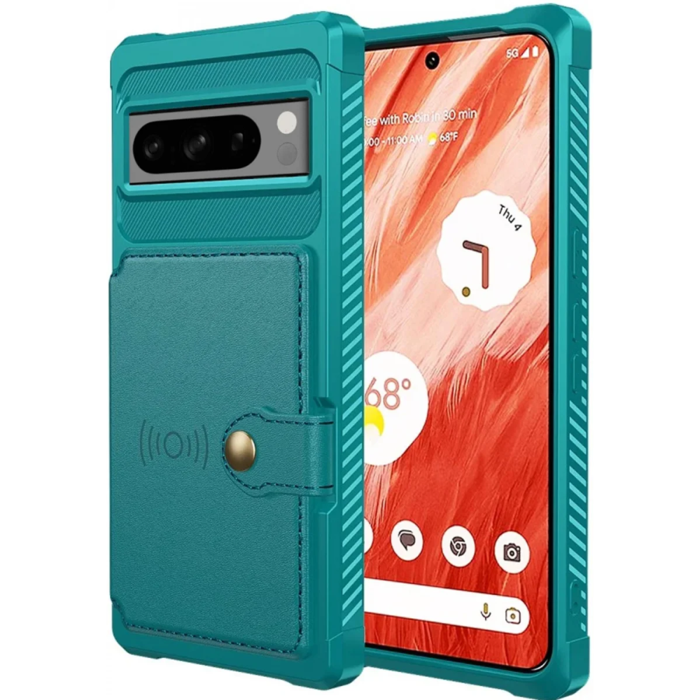 HappyCase 3 σε 1 - Θήκη Σιλικόνης με Ενσωματωμένο PU Πορτοφόλι - Google Pixel 8 Pro - Blue (8719246421273)