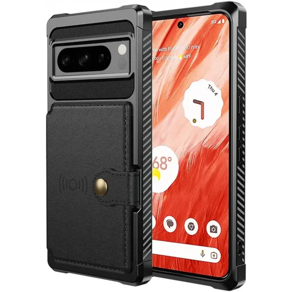 HappyCase 3 σε 1 - Θήκη Σιλικόνης με Ενσωματωμένο PU Πορτοφόλι - Google Pixel 8 Pro - Black (8719246409202)