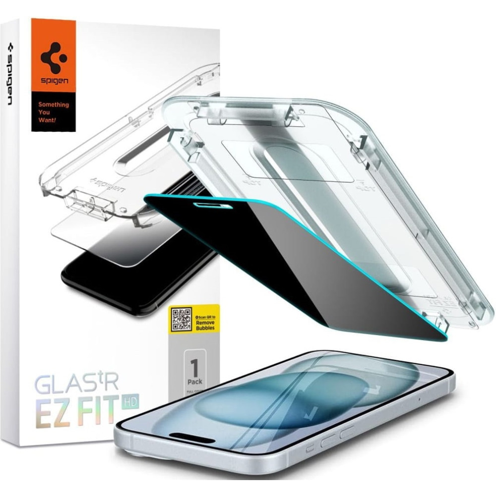 Spigen Tempered Glass GLAS.tR EZ Fit HD Privacy - Αντιχαρακτικό Γυαλί Προστασίας Απορρήτου Οθόνης - Apple iPhone 16 / 15 (AGL07121)