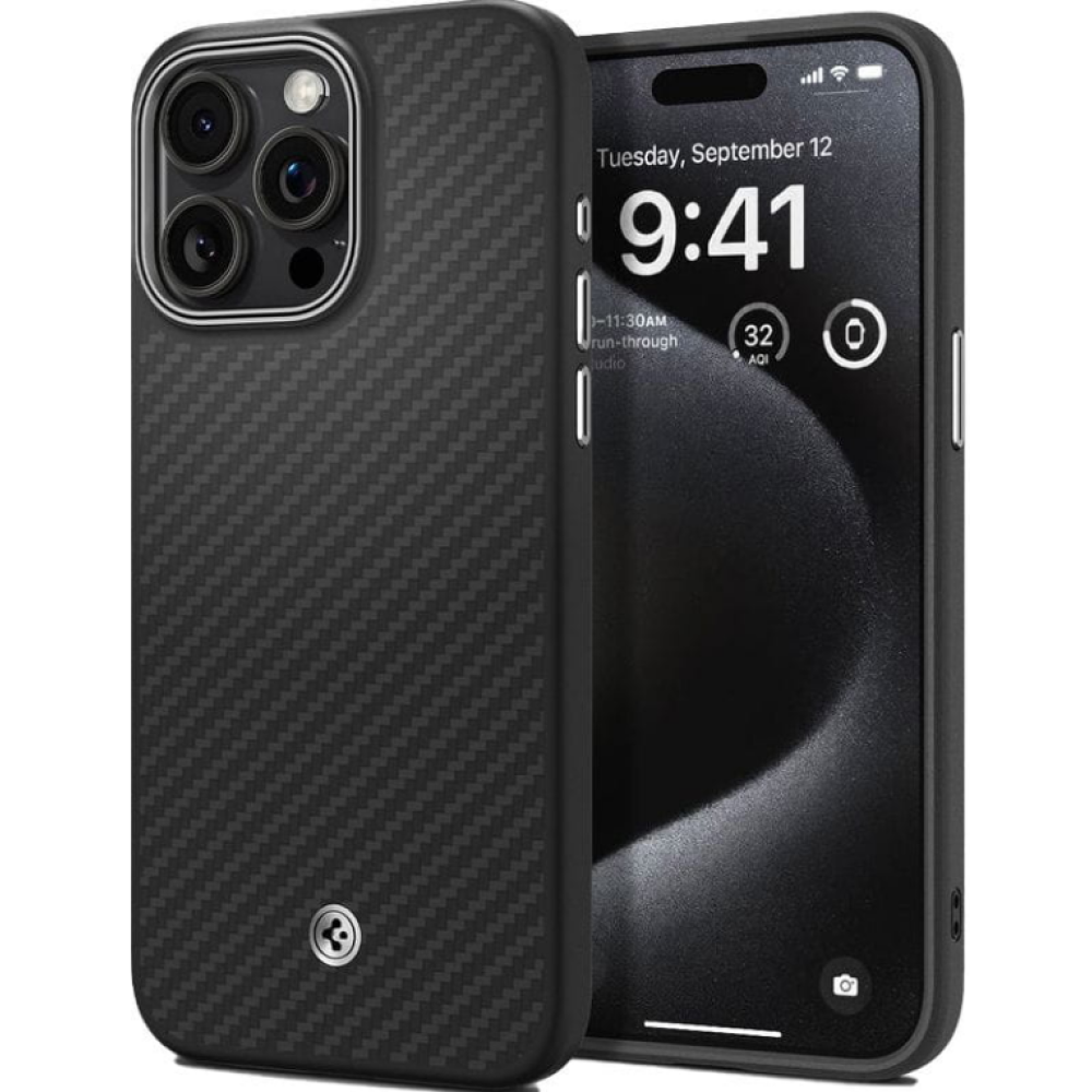 Spigen Enzo Aramid MagFit - Σκληρή Θήκη MagSafe Aramid Fiber με TPU - Apple iPhone 15 Pro - 1500D - 2mm - Matte Black (ACS07045)